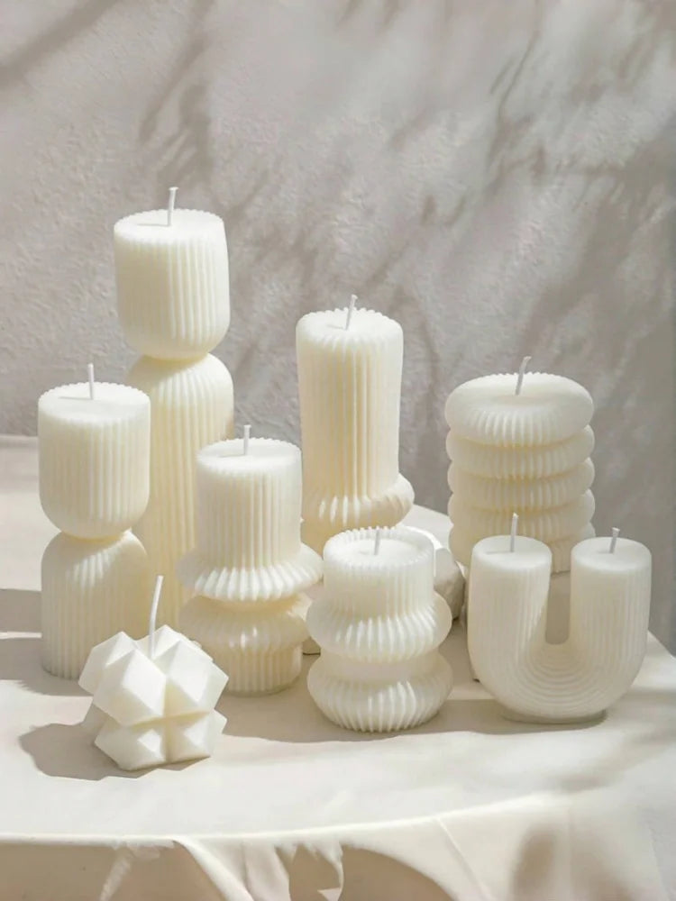 Aromatherapy candles, large pillar ribbed decorative candles, soy wax, suitable for gifts, room shelves, home ribbed decoration