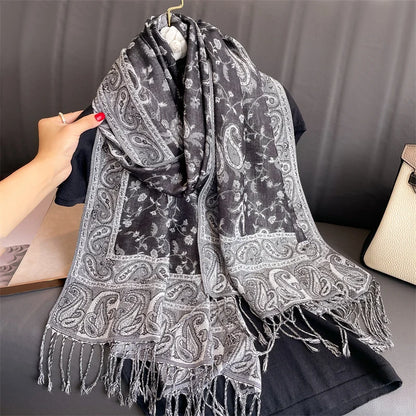 Luxury Brand Autumn Cashmere Pashmina Shawl Lady Wrap Warm Winter Scarves Design Print Female Foulard Cotton Stoles...
