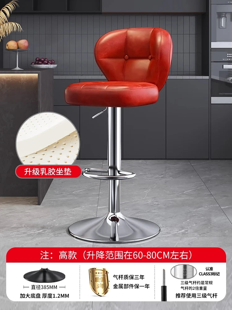 Leather Luxury Designer Bar Stools Minimalist Nordic Counter Gaming Bar Chairs With Back Comfortable Cadeira Trendy Furniture - Kimlud