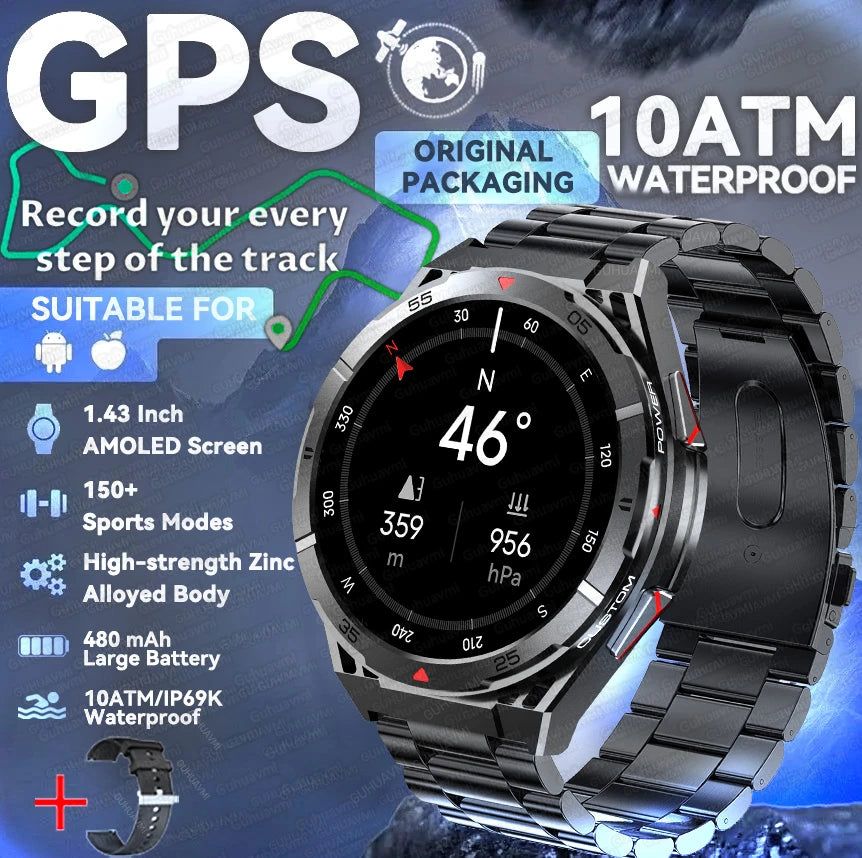 2025 New for HUAWEI Original Premium GPS SmartWatch Ultra HD AMOLED Display Built-in GPS BT Call 10ATM Waterproof Smart Bracelet