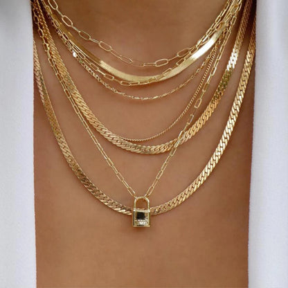 5pcs/Set Simple Braided Bead Chain Necklaces, Gold Tone, Layered Pendant Necklace Set For Women Daily And Party Wear
