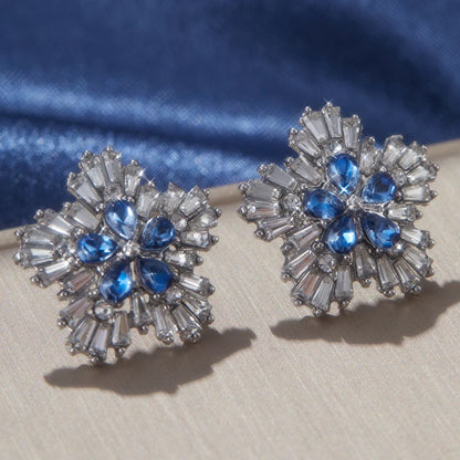 Gorgeous Blue Cubic Zirconia Stud Earrings Engagement Wedding Party Accessories for Women Blue Earrings Fashion Jewelry...