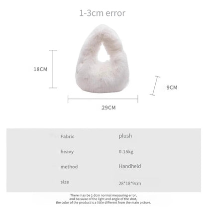 Soft Plush Women's Small Handbags Simple Faux Fur Female Fluffy Clutch Purse Winter Fashion Furry Tote Solid Color Shoulder Bags