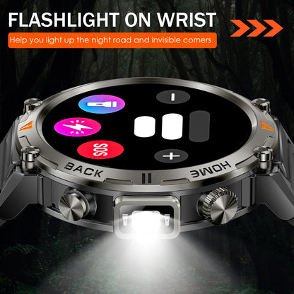 EIGIIS KE3 Smart Watch 3ATM Waterproof Original Design For Men Bluetooth Call Health Monitor With Flashlight 100+ Sports Modes