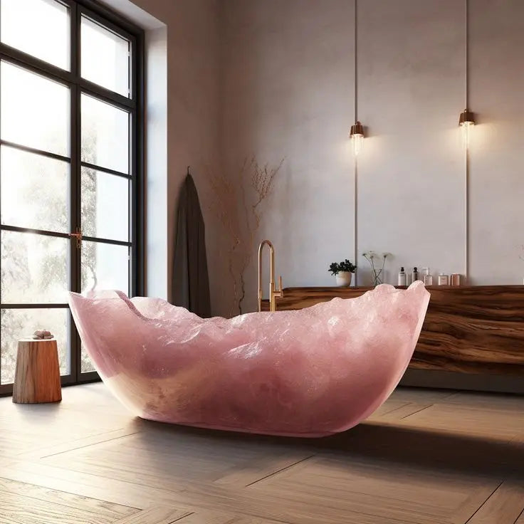 Irregular pink agate bathtubs for custom apartments and villas