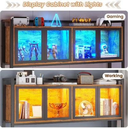 L Shaped Gaming Desk with Drawers and Storage Shelves for Home Office Corner Computer Desk with Hutch Pegboard Panel Built-in L