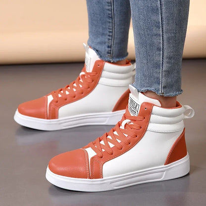 Men Women Skateboard Shoes High Top Unisex Lightweight Waterproof Sneakers Non-Slip Durable PU Casual Street Footwear