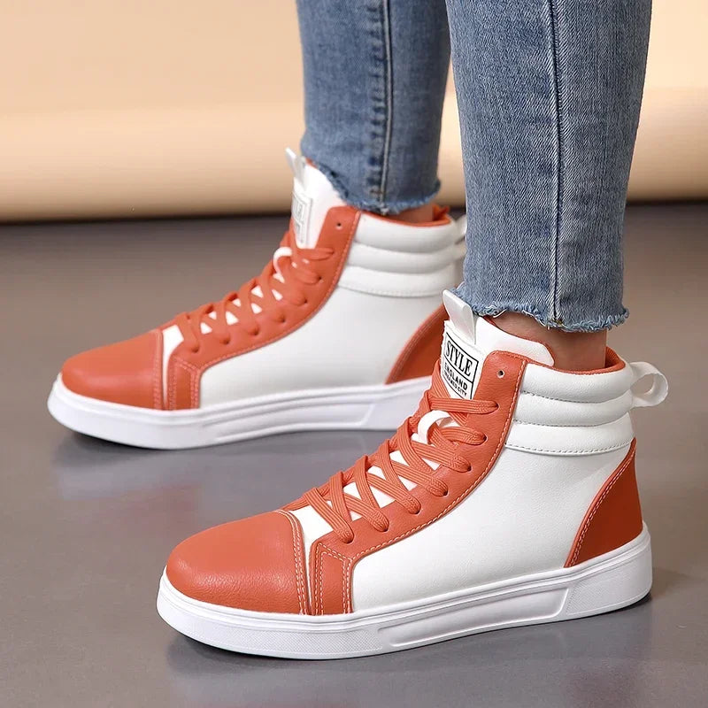 Men Women Skateboard Shoes High Top Unisex Lightweight Waterproof Sneakers Non-Slip Durable PU Casual Street Footwear