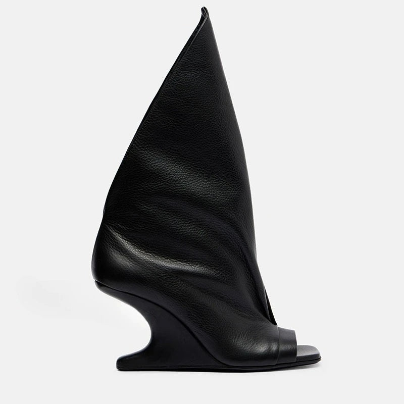 2026 European and American Women's Trendy, Niche, Personalized, Unique, Sloping, Sexy, Open Toed, Fishmouth, Sleeve Short Boots - Kimlud