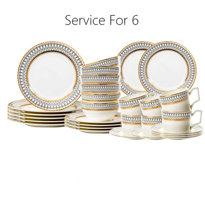 Nordic Fine Bone China Plates Set Dinner Serving Kitchen Dessert Plate Dish Tableware Porcelain Plate Bowl Dishware Service Set - Kimlud