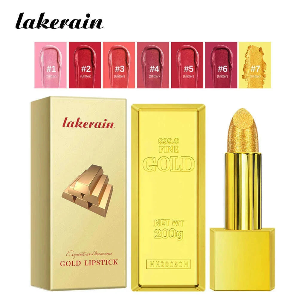 New Glitter Lipstick Moisturizing Gold Lipstick Long Lasting Lipstick Shiny Lip Gloss Velvet Matte Lipstick Glitter Lip Kit
