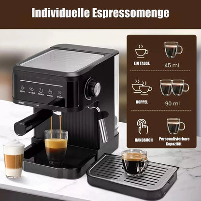 20 Bar Espresso Machine Smart Touchscreen 360° Steam Wand Cup Warmer Single Double Shot 1.8L Black | Kimlud Luxury Monitor