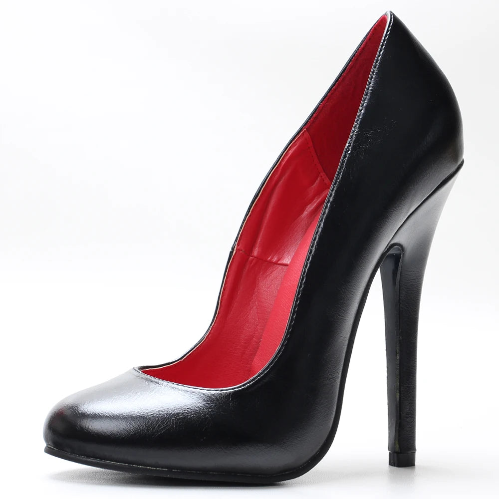 5.5Inch Stiletto Ultra High Unisex oldhollywood Vintagefashion Round Toe Pump Plus Size Shoes - Kimlud