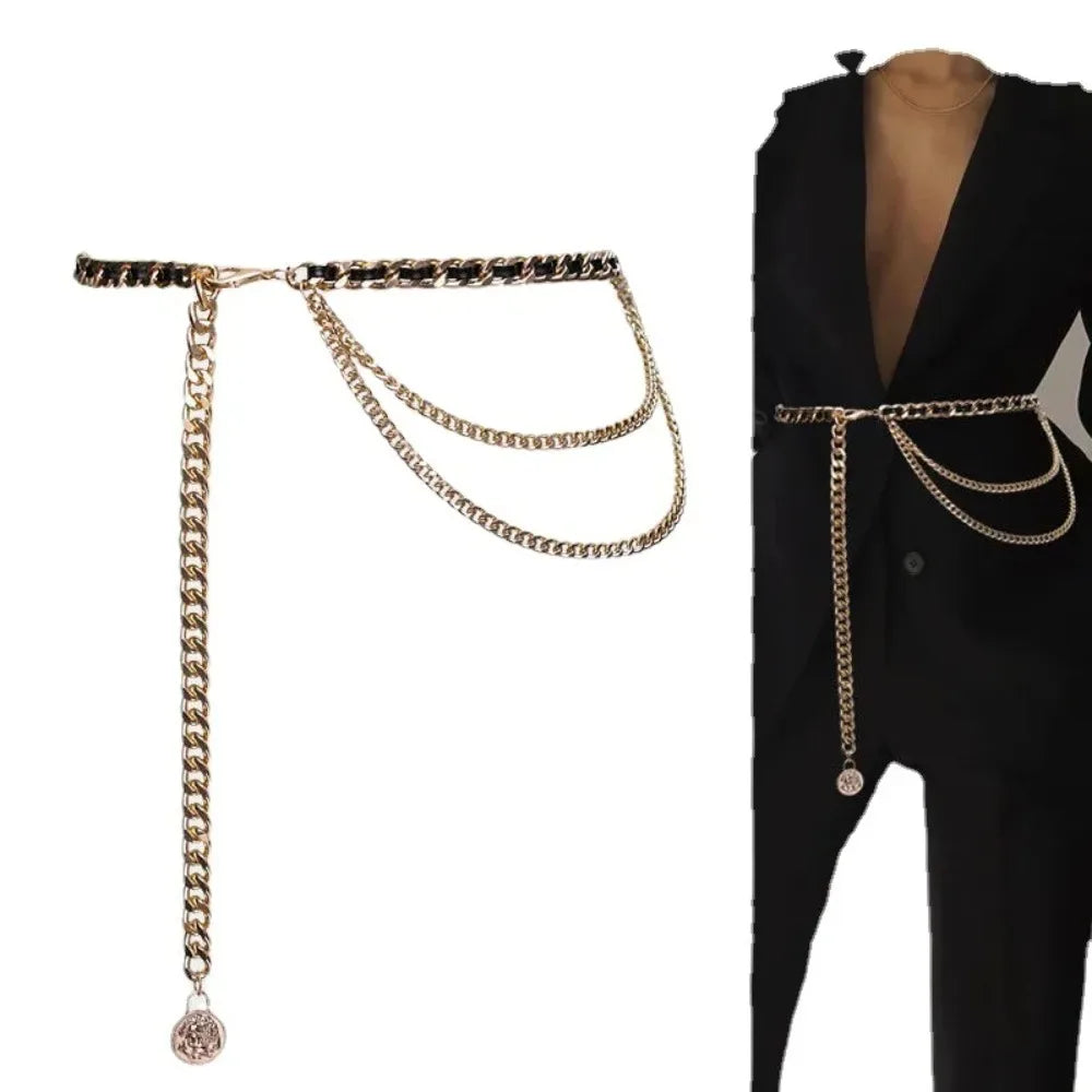 Fashion Metal Waist Chain Chain Strap Rope Adjustable Waist Belt Dress Shirt Decoration Waistband Women Waistband