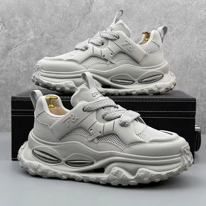 Men Breathable Mesh Casual Running Shoes Inner Elevation Thick Sole Shock-absorption Outdoor Teen Trend Unky Sneakers