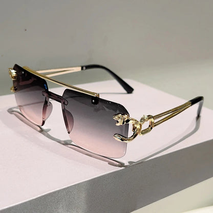 KAMMPT Rimless Square Sunglasses Men Fashion Vintage Double Bridge Shades Women Trendy Luxury Brand Design Gradient Sun...