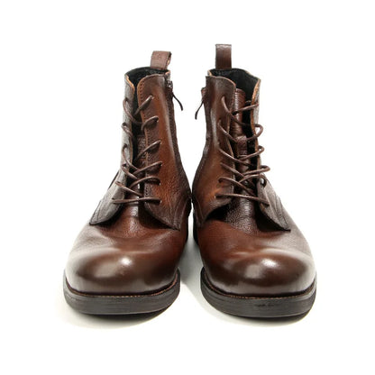 Cowhide Men's Boots Genuine Leather Shoes Men Side Zipper Men Ankle Boots Handmade Retro Leather Boots Luxury Men's Formal Shoes