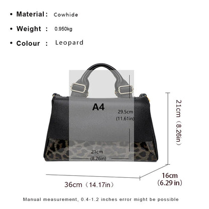 Aidrani Genuine leather handbag 2025 women's fashion bag premium leopard print luxury brand top cowhide bag
