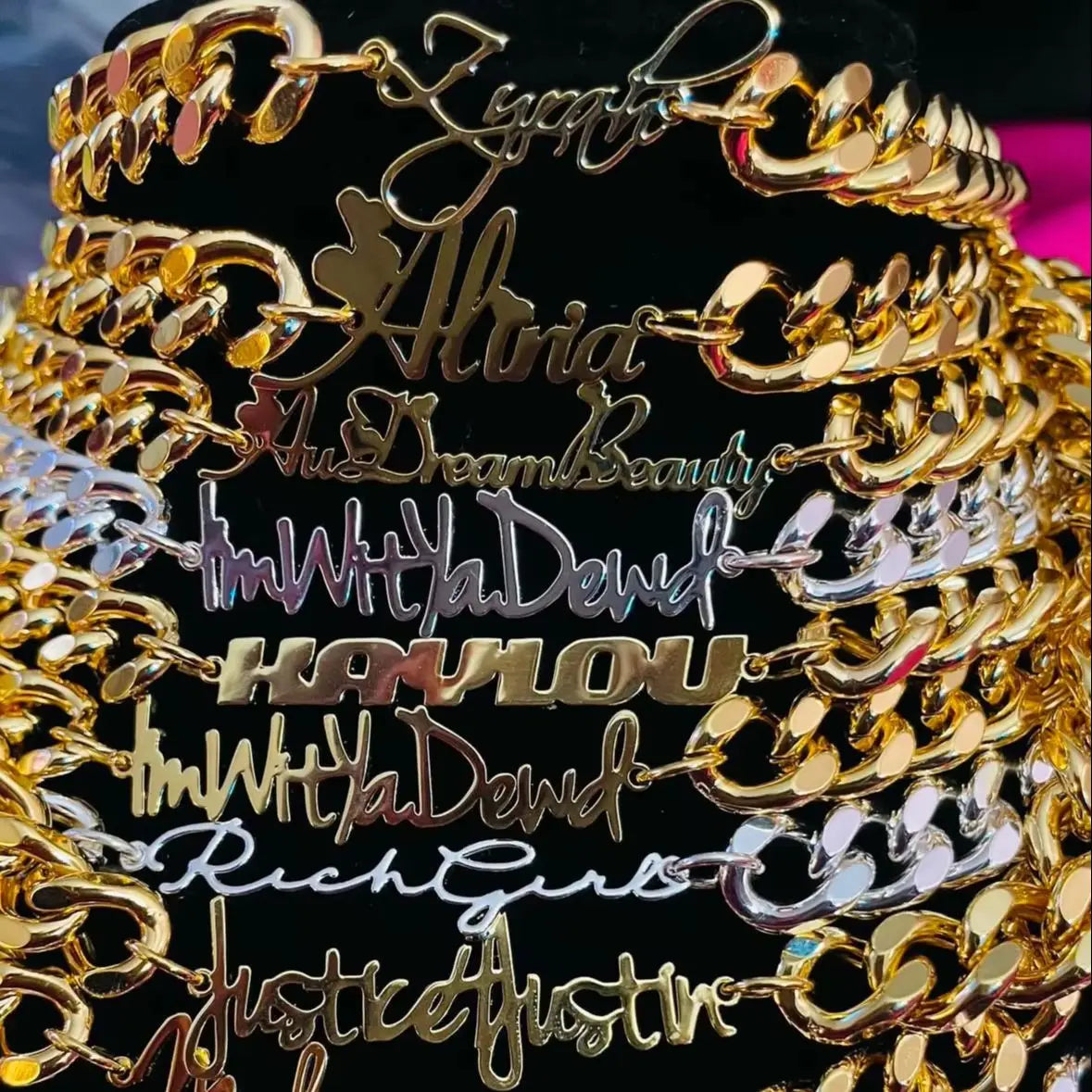 DUOYING Gothic Initial Letter Drop Choker Necklace Gold Plated Thick Cuban Link Chain Old English for Women Custom Jewelry Gif