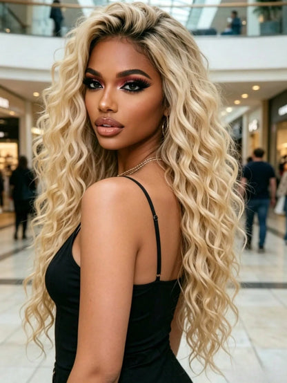 250% Density Ombre Blonde Lace Front Wig Human Hair Brazilian Human Hair For Women 13x4 HD Transparent Deep Wave Lace...
