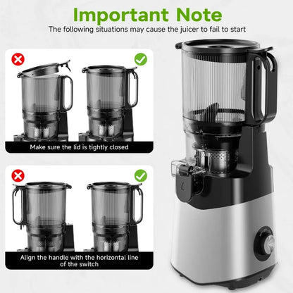 Cold Press Juicer with 5.3Inch Extra Large Feed Chute Designed for Whole Fruits and Vegetables 350W Slow Masticating Juicer Mac