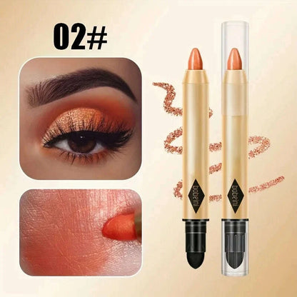 2 in 1 Pearly Eyeshadow Lipstick Stick Pencil Waterproof Glitter Matte Eyeshadow Makeup High Pigmented Eyeshadow Pen