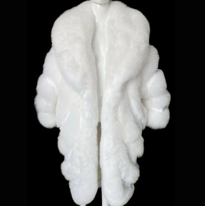 YOLOAgain 2025 Winter Warm Luxury Real Fox Fur Coat Women Pink Fox Fur Jacket Long