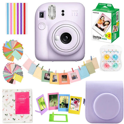 Genuine Fujifilm Instax Mini 12 Instant Camera With 20 Sheets Mini Film Paper Camera Shoulder Strap Bag Accessories Gift Suit - Kimlud