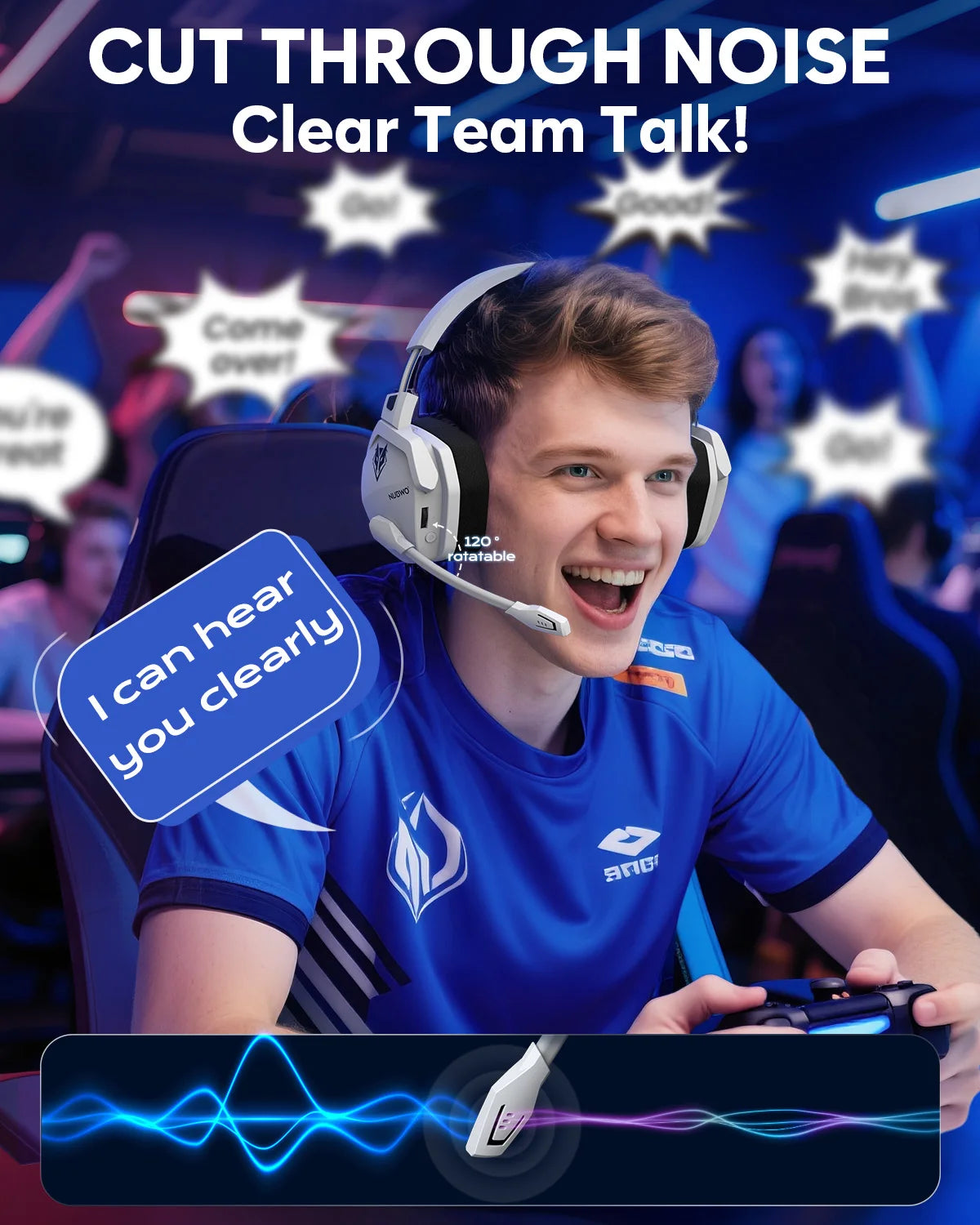 NUBWO G06 Pro Wireless Gaming Headset with Charging Station for Headset and PS5 Controller 17ms Low Latency Dynamic 50mm Drivers