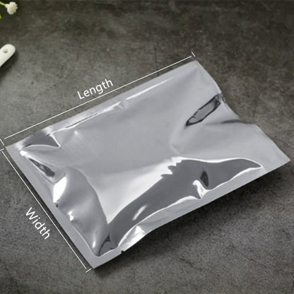 100pcs 35X50cm Big Silvery Plating Aluminum Foil Flat Bag - Top Open Heat Sealing Food Grade Pouches Powder Snacks Cloth Package