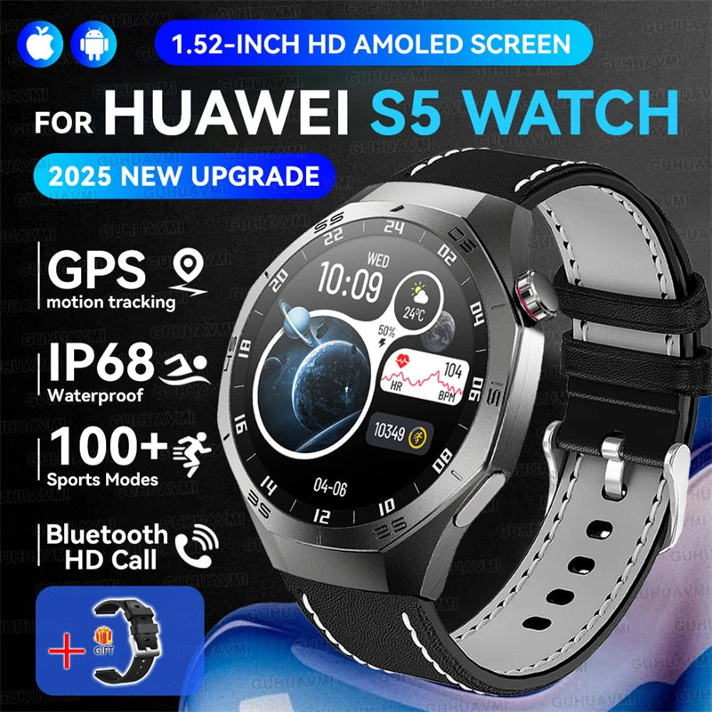 2025New GUHUAVMI GT5 Pro Smart Watch Men HD AMOLED Screen GPS Motion trajectory HeartRate Bluetooth Call 1.52" SmartWatch IP68