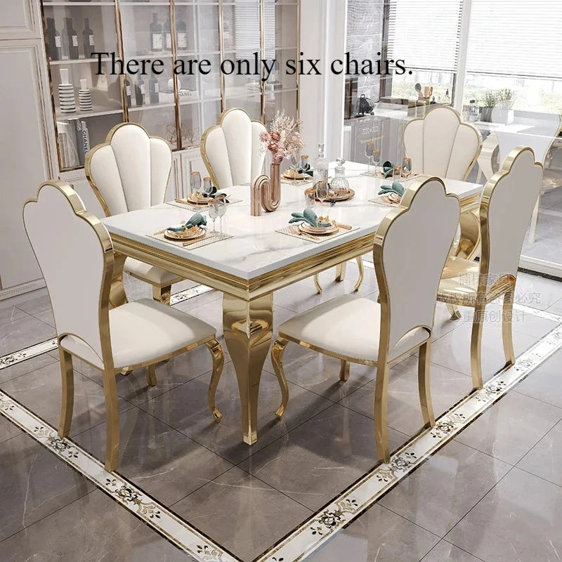 Marble Luxury Dining Table Unique Gold Individual White Italian Dining Table Rectangular Design Mesa Comedor Home...