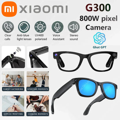 Xiaomi G300 Smart AI Glasses 800W pixel AI Shooting Camera HD Photo Video Voice Call Translation Waterproof Bluetooth Glasses