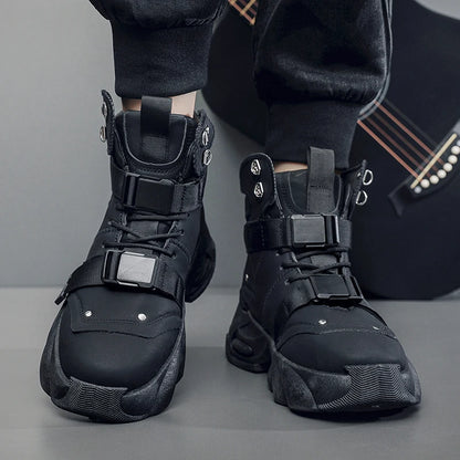 Fashion Platform Sneaker for Men Cool High Top Men Boot Designer Shoes Men Motorcycle Boot Outdoor Wear-resistant Workwear Boots
