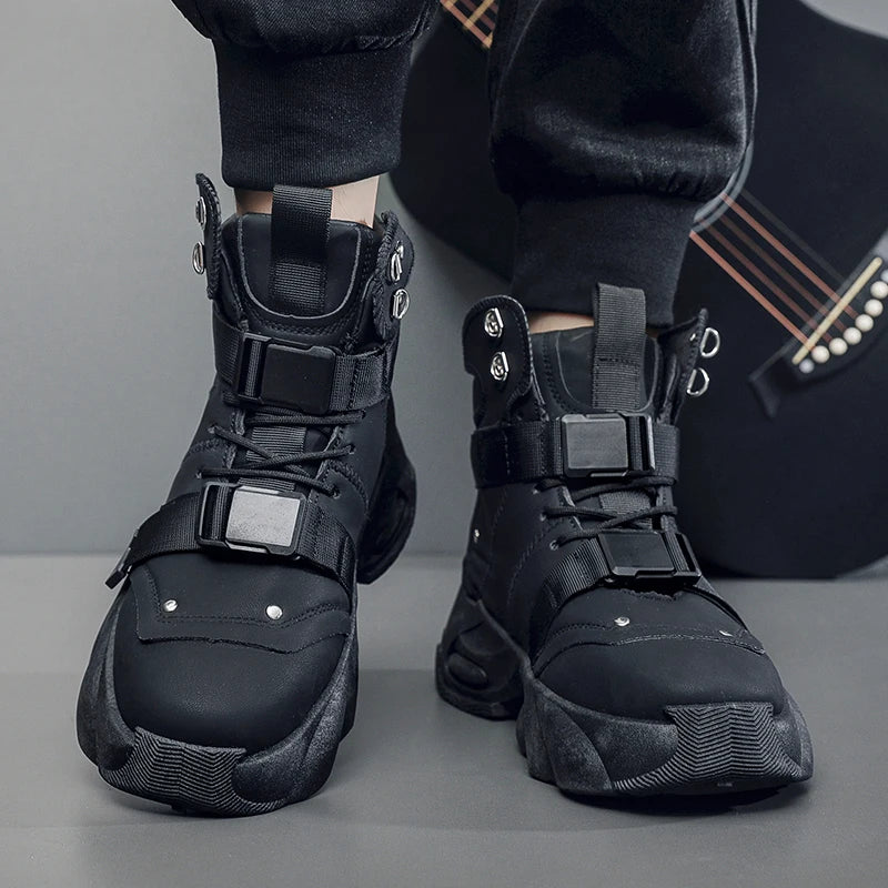 Fashion Platform Sneaker for Men Cool High Top Men Boot Designer Shoes Men Motorcycle Boot Outdoor Wear-resistant Workwear Boots