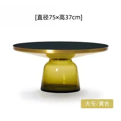 Nordic Creative Glass Round Coffee Table Combination Living Room Reception Side Table Transparent Light Luxury Coffee Tables - Kimlud