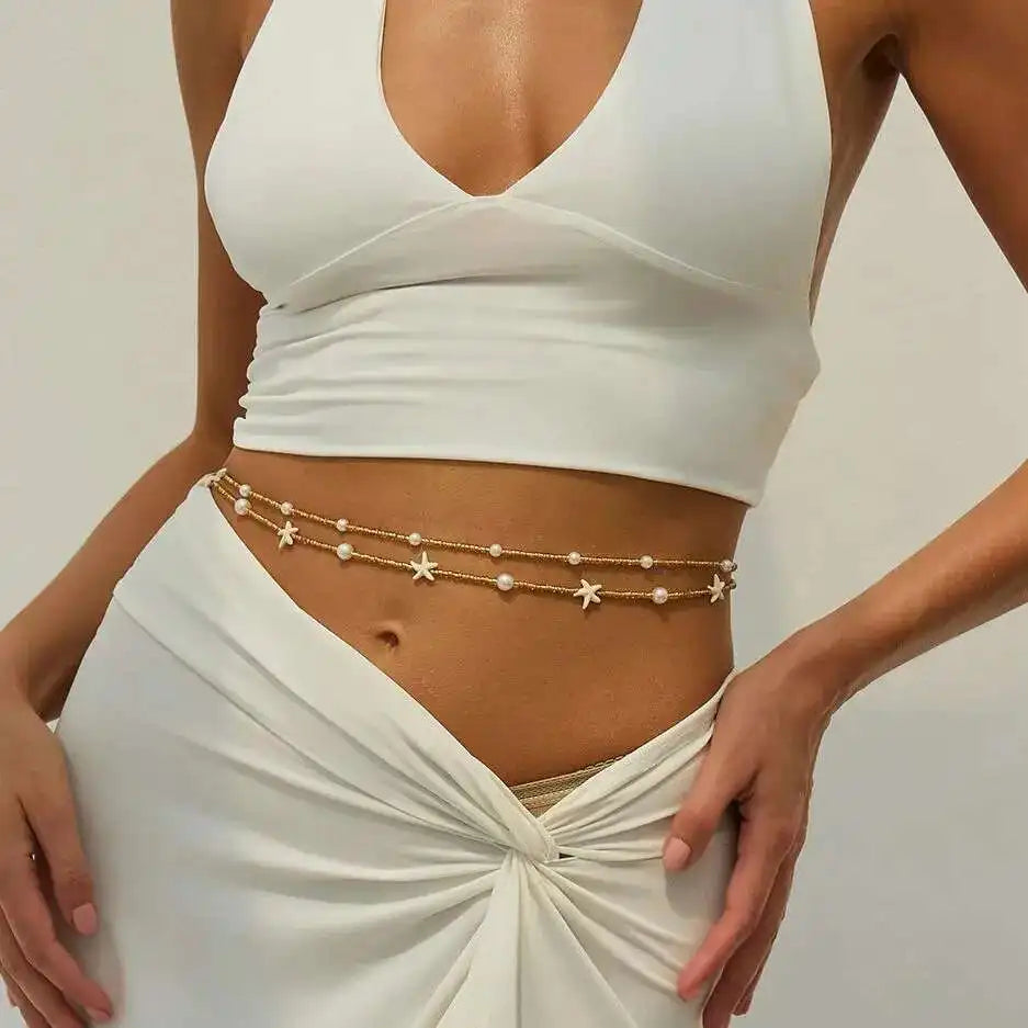 Ingemark 2Pcs/Set Summer Beach Sexy Bikini Waist Chain Women Trendy Boho Rice Beads Body Chain Jeans Dress Jewelry...