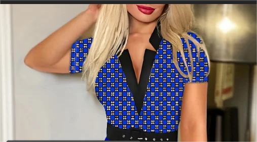 Women Color Block Diamond Print Bodycon Midi Dress Lapel V Neck Long Sleeve Belted Slim Party Pencil Dress | Kimlud...
