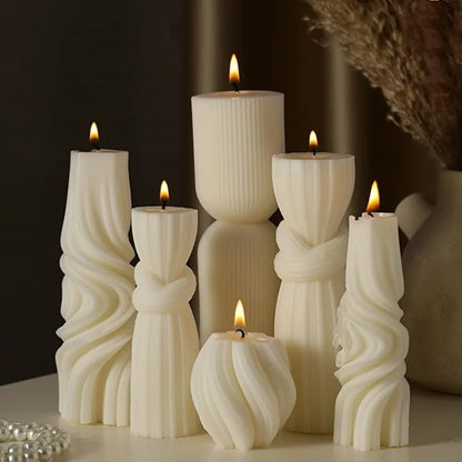 Aromatherapy candles, large pillar ribbed decorative candles, soy wax, suitable for gifts, room shelves, home ribbed decoration