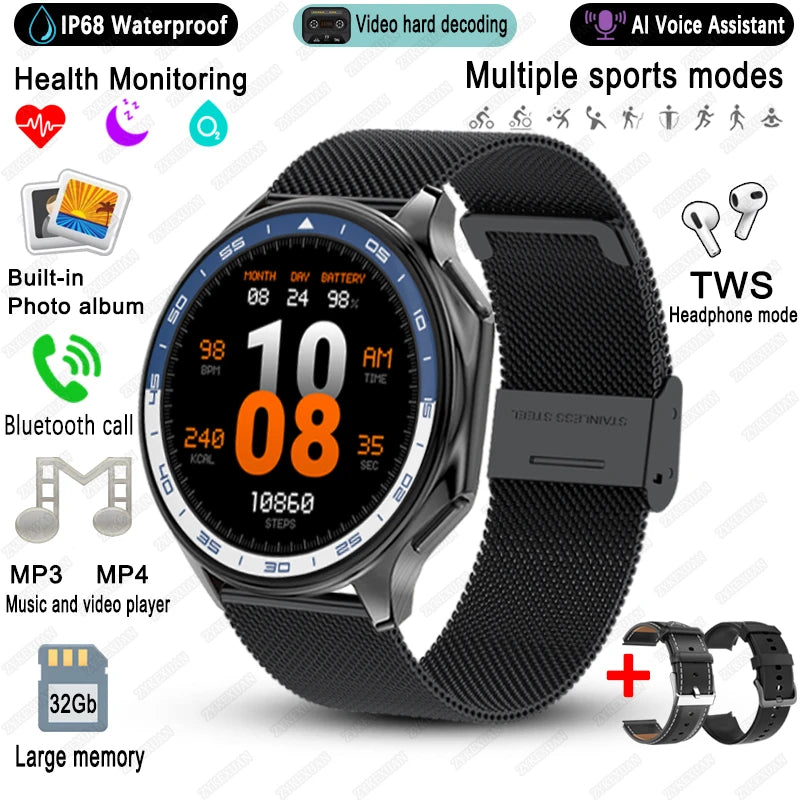 For OPPO Watch X High-End Business Watch Men 32Gb Memory Video Playback Smart Watch Sports Fitness Waterproof Bracelet 2025 New