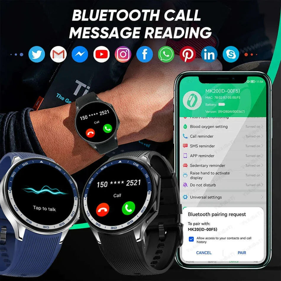 2025 New For Man DT Watch X Smart Watch Men 32GB Memory AMOLED HD Screen Bluetooth Call NFC Heart rate waterproof SmartWatch