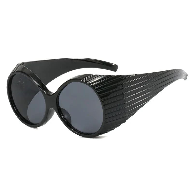 Fashion oversized round stage glasses outdoor beach travel sunglasses women sunscreen driving glasses daily wear beautiful women - Kimlud