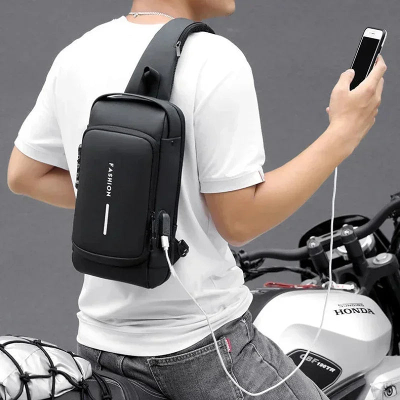 Men Anti Theft Chest Bag Shoulder Bags USB Charging Crossbody Package School Short Trip Messengers Bags Men's Oxford Sling Pack - Kimlud