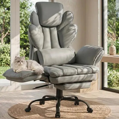 Flip Armrests Criss Cross Office Chair, Reclining Office Chair with Foot Rest, Adjustable Headrest, Massage Waist |...