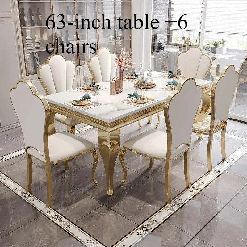 Marble Luxury Dining Table Unique Gold Individual White Italian Dining Table Rectangular Design Mesa Comedor Home...