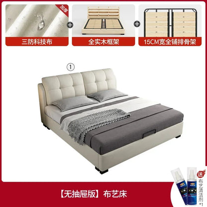 Premium High-quality New Arrival Technology Fabric Bed Small Unit, Master Bedroom, Large Bed, Light Luxury Nordic Fabric Bed