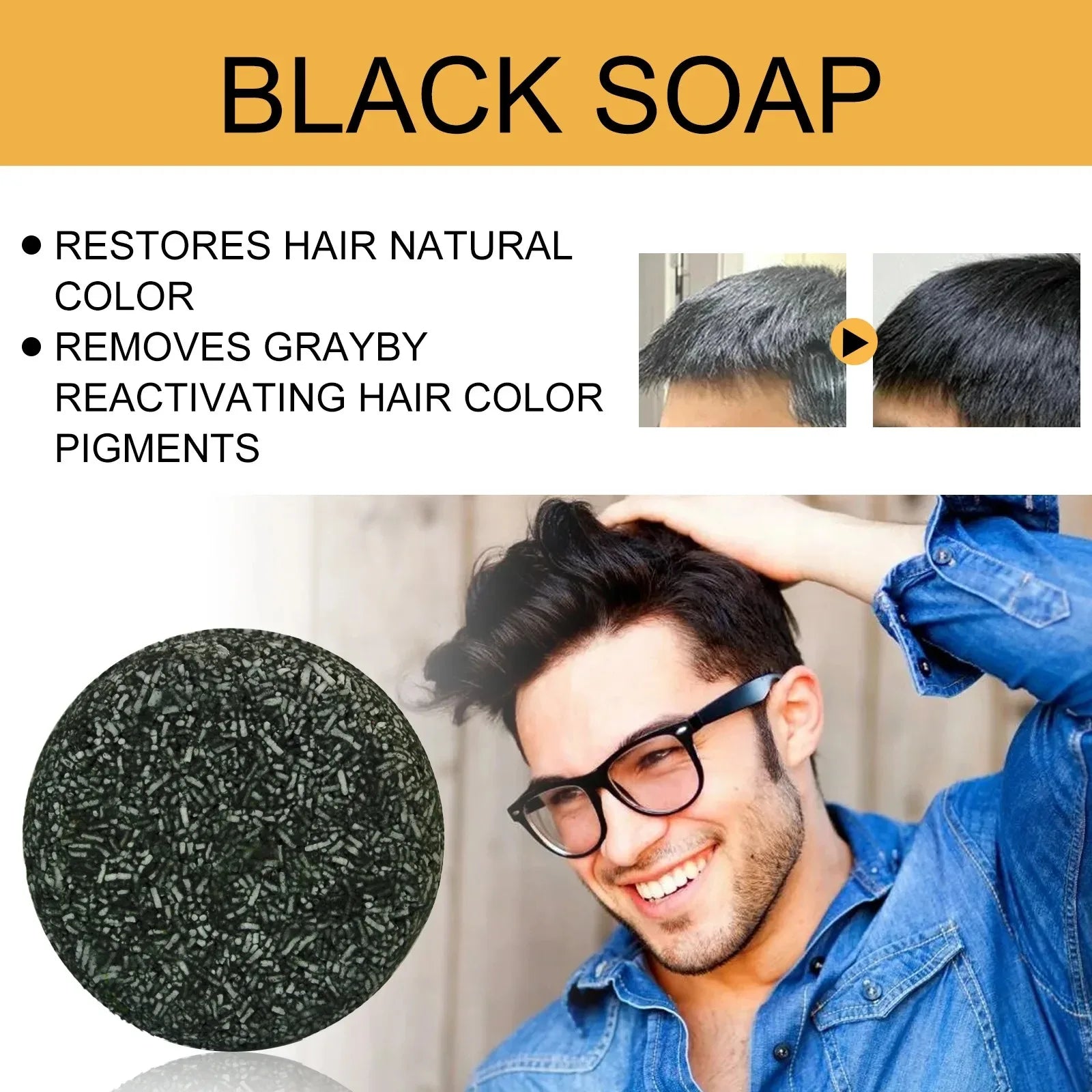 Polygonum Multiflorum Black Hair Soap Darkening Shampoo Bar Repair Gray White Color Dye Face Hair Body Shampoo For Man Women