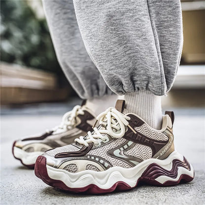 Chunky sneakers four seasons breathable lightweight racing running soft sole comfort non slip fashion student speed sports shoes