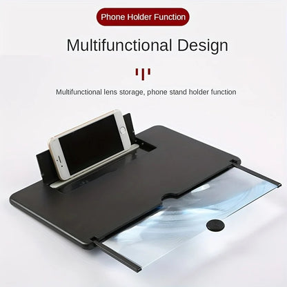 Pull-Out Phone Screen Amplifier 10 12 Inch 3D HD Video Magnifier with Anti-Blue Light Foldable Lazy Stand for All Smartphones