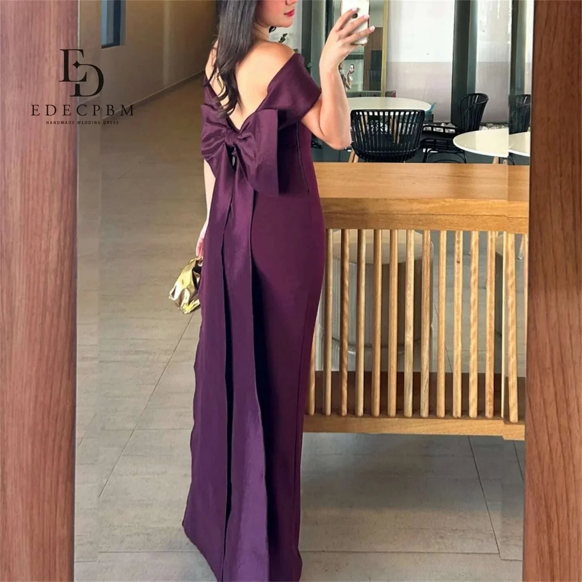 EDECPBM Mermaid Women Evening Dresses for Special Occasions Off-shoulder Long Prom Dresses 2025 Satin Customized Party Dress